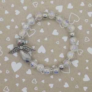 Angyalkás karkötő, Ékszer, Karkötő, Gyöngyös karkötő, Gyöngyfűzés, gyöngyhímzés, MESKA