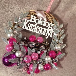 Rózsaszín kutyás adventi szett - karácsony - adventi díszek - adventi koszorú - Meska.hu