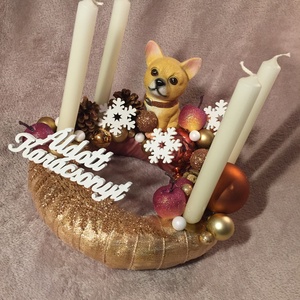 Bronz kutyás adventi szett - karácsony - adventi díszek - adventi koszorú - Meska.hu