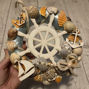 Nyári hajókormányos ajtódísz , Otthon & Életmód, Dekoráció, Ajtó- és ablak dekoráció, Ajtódísz & Kopogtató, Virágkötés, MESKA