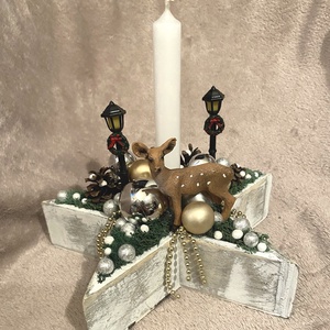 Őzikés adventi asztaldísz - karácsony - adventi díszek - adventi asztaldísz - Meska.hu