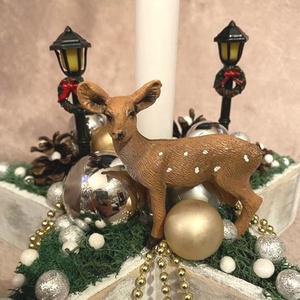 Őzikés adventi asztaldísz, Karácsony, Adventi díszek, Adventi asztaldísz, Virágkötés, MESKA
