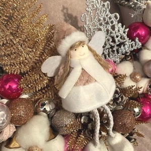 Angyalkás ledes ajtódísz - karácsony - adventi díszek - adventi ajtódísz - Meska.hu