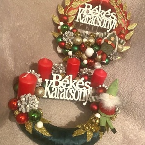 Piros-zöld manós adventi szett, Karácsony, Adventi díszek, Adventi koszorú, Virágkötés, MESKA