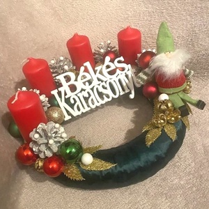 Piros-zöld manós adventi szett - karácsony - adventi díszek - adventi koszorú - Meska.hu