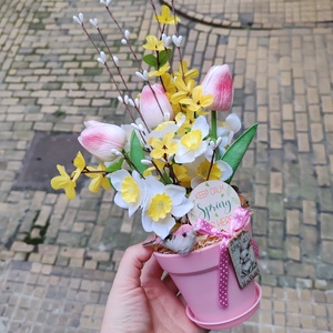 Madárkás tavasz-húsvéti asztaldísz - ünnepi díszek, dekorációk - húsvéti díszek és dekorációk - húsvéti asztaldíszek - Meska.hu