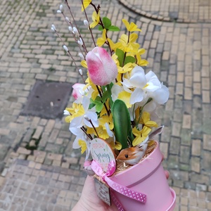 Madárkás tavasz-húsvéti asztaldísz - ünnepi díszek, dekorációk - húsvéti díszek és dekorációk - húsvéti asztaldíszek - Meska.hu