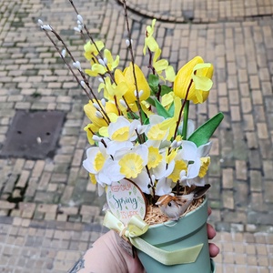 Madárkás tavasz-húsvéti asztaldísz - ünnepi díszek, dekorációk - húsvéti díszek és dekorációk - húsvéti asztaldíszek - Meska.hu