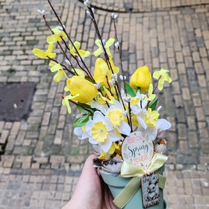 Madárkás tavasz-húsvéti asztaldísz - ünnepi díszek, dekorációk - húsvéti díszek és dekorációk - húsvéti asztaldíszek - Meska.hu