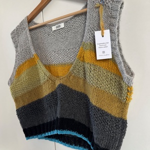 STRIPY VEST - kötött könnyű gyapjú mellény - ruha & divat - női ruha - mellény - Meska.hu
