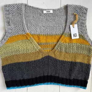 STRIPY VEST - kötött könnyű gyapjú mellény - ruha & divat - női ruha - mellény - Meska.hu