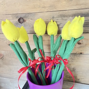 Textil tulipán (sárga) - otthon & lakás - dekoráció - virágdísz és tartó - csokor & virágdísz - Meska.hu