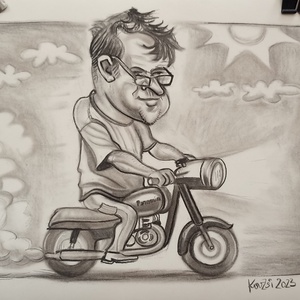 Karikatúra születésnapra, papírra, szénnel rajzolva! - művészet - portré & karikatúra - karikatúra - Meska.hu