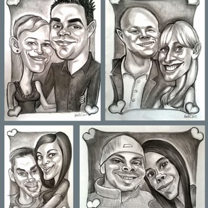 2 arcos karikatúra holnapra, kidolgozott, szénrajz kétszemélyes, Művészet, Portré & Karikatúra, Karikatúra, Fotó, grafika, rajz, illusztráció, MESKA
