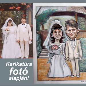 Esküvőre készített, színes páros karikatúra , Művészet, Portré & Karikatúra, Karikatúra, , MESKA