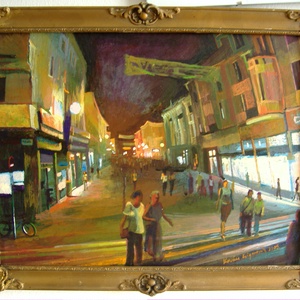 Szeged, A Kárász utca fényei I. festmény, Művészet, Festmény, Akril, Festészet, MESKA