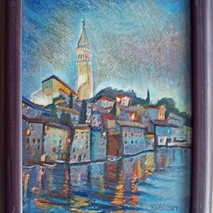 Rovinj esti fényben, festmény, Művészet, Festmény, Akril, , MESKA