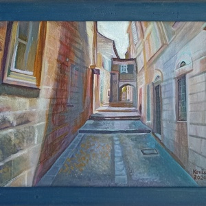 Dubrovnik kisutca I., festmény, Művészet, Festmény, Festmény vegyes technika, , MESKA