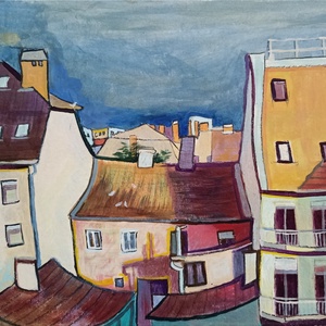 Szeged, Galambos tetők, festmény, Művészet, Festmény, Akril, , MESKA