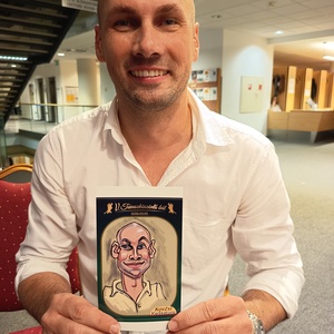 Digitális karikatúra képeslap,  ültetőkártya színes, Művészet, Portré & Karikatúra, Karikatúra, Festészet, MESKA