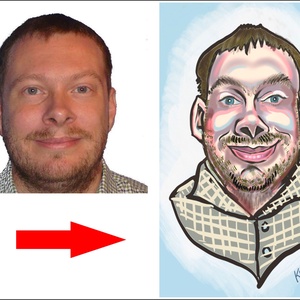 Szülinapra digitális karikatúra , Művészet, Portré & Karikatúra, Karikatúra, Festészet, MESKA