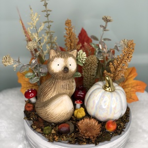 Rókás őszi asztaldísz fehér tálban, , Mindenmás, MESKA