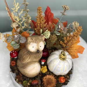 Rókás őszi asztaldísz fehér tálban -  - Meska.hu