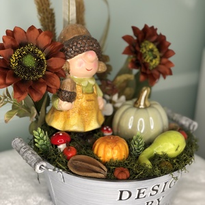 Tökös őszi asztaldísz bádogtálban - Meska.hu