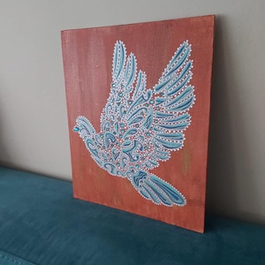 A szabadság kék madara, Művészet, Festmény, Akril, Festészet, Gyöngyfűzés, gyöngyhímzés, MESKA