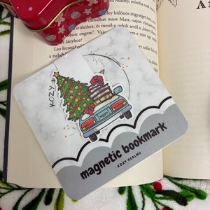 Mágneses könyvjelző  Karácsonyi autó  - könyv & zene - könyvjelző - Meska.hu