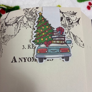 Mágneses könyvjelző  Karácsonyi autó  - könyv & zene - könyvjelző - Meska.hu