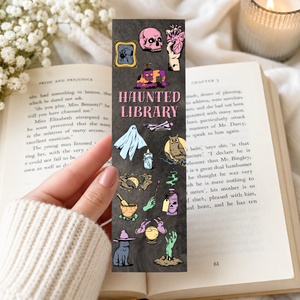Haunted Library � pasztell horror könyvjelző - könyv & zene - könyvjelző - Meska.hu