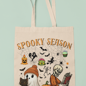 Spooky Season � olvasó csontváz vászontáska - táska & tok - bevásárlás & shopper táska - shopper, textiltáska, szatyor - Meska.hu