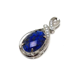 Ovális medál fém str faz Lapis lazuli 2x4cm, Ékszer, Nyaklánc, Medál, , MESKA