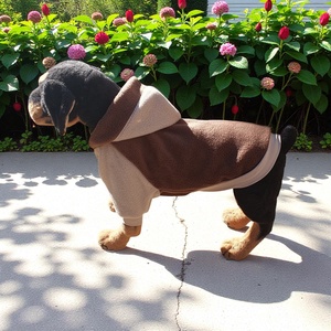 Polár kapucnis kutyamellény beige-barna, Otthon & Életmód, Kisállatoknak, Kutyáknak, Kutya ruházat, Varrás, MESKA