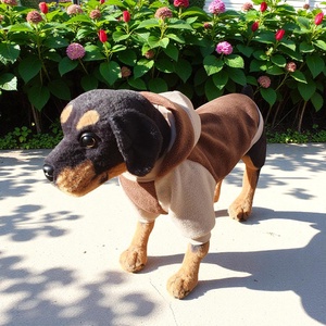 Polár kapucnis kutyamellény beige-barna - otthon & életmód - kisállatoknak - kutyáknak - kutya ruházat - Meska.hu