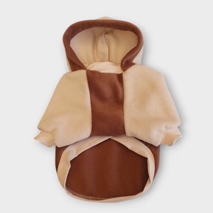 Polár kapucnis kutyamellény beige-barna - otthon & életmód - kisállatoknak - kutyáknak - kutya ruházat - Meska.hu