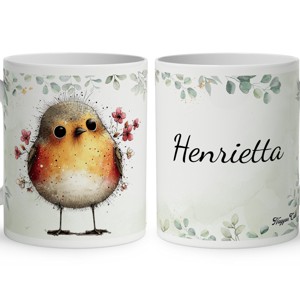 Névvel kérhető - Cuki vörösbegy, a barátságos kertész mintás bögre, Otthon & Életmód, Konyhafelszerelés, tálalás, Tálalás, Bögre & Csésze, , MESKA