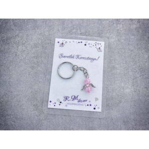 Szeretlek Keresztanya rózsaszín angyal medálos kulcstartó, Táska & Tok, Kulcstartó & Táskadísz, Kulcstartó, , MESKA