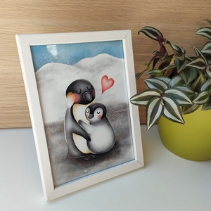 Ölelő pingvinek print, Otthon & Lakás, Dekoráció, Kép & Falikép, Művészi nyomat, Fotó, grafika, rajz, illusztráció, Festészet, MESKA