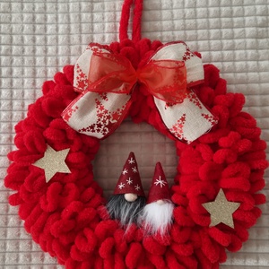 Karácsonyi ajtódísz piros - karácsony - karácsonyi lakásdekoráció - karácsonyi ajtódíszek - Meska.hu