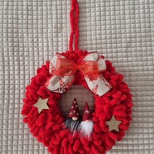 Karácsonyi ajtódísz piros - karácsony - karácsonyi lakásdekoráció - karácsonyi ajtódíszek - Meska.hu