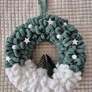 Karácsonyi ajtódísz fenyőfa és manó - karácsony - karácsonyi lakásdekoráció - karácsonyi ajtódíszek - Meska.hu