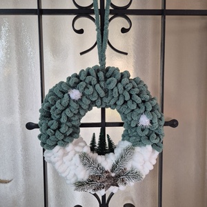 Karácsonyi ajtódísz fenyőfás, Karácsony, Karácsonyi lakásdekoráció, Karácsonyi ajtódíszek, Kötés, MESKA