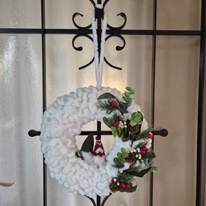 Karácsonyi ajtódísz fehér, Karácsony, Karácsonyi lakásdekoráció, Karácsonyi ajtódíszek, Kötés, MESKA