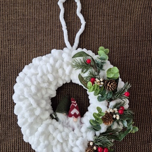 Karácsonyi ajtódísz fehér - karácsony - karácsonyi lakásdekoráció - karácsonyi ajtódíszek - Meska.hu
