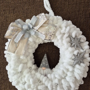 Karácsonyi ajtódísz fehér-ezüst - karácsony - karácsonyi ajándékozás - karácsonyi ajándékcsomagolás - Meska.hu