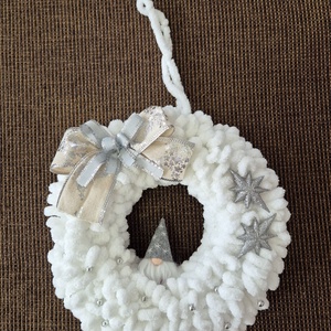 Karácsonyi ajtódísz fehér-ezüst - karácsony - karácsonyi ajándékozás - karácsonyi ajándékcsomagolás - Meska.hu