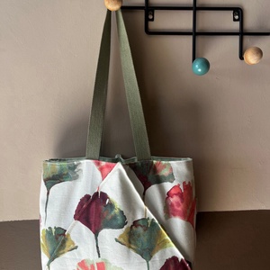 "Ginkgo biloba" shopper táska, Táska & Tok, Bevásárlás & Shopper táska, Shopper, textiltáska, szatyor, Varrás, Ginkgo biloba mintás és almazöld prémium lenvászon anyagból készült shopper bag, bevásárló táska kü..., MESKA