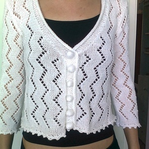 Fehér csipke kötött kardigán -  - Meska.hu